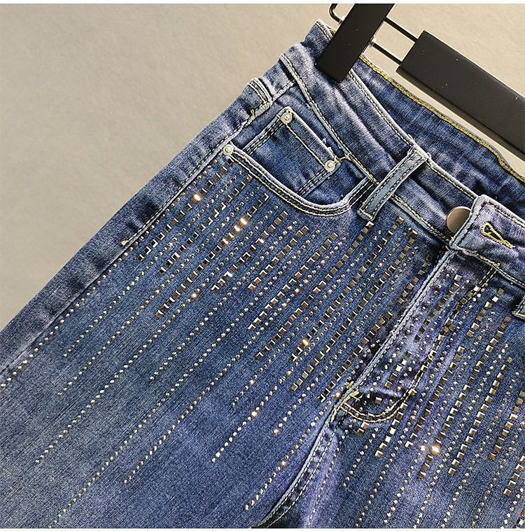 Υψηλή ελαστική μέση Γυναικεία ελαστική στενή μολύβι παντελόνι Μπλε λεπτό παντελόνι Παντελόνι με τσέπες μόδα τζιν κολάν Streetwear A457