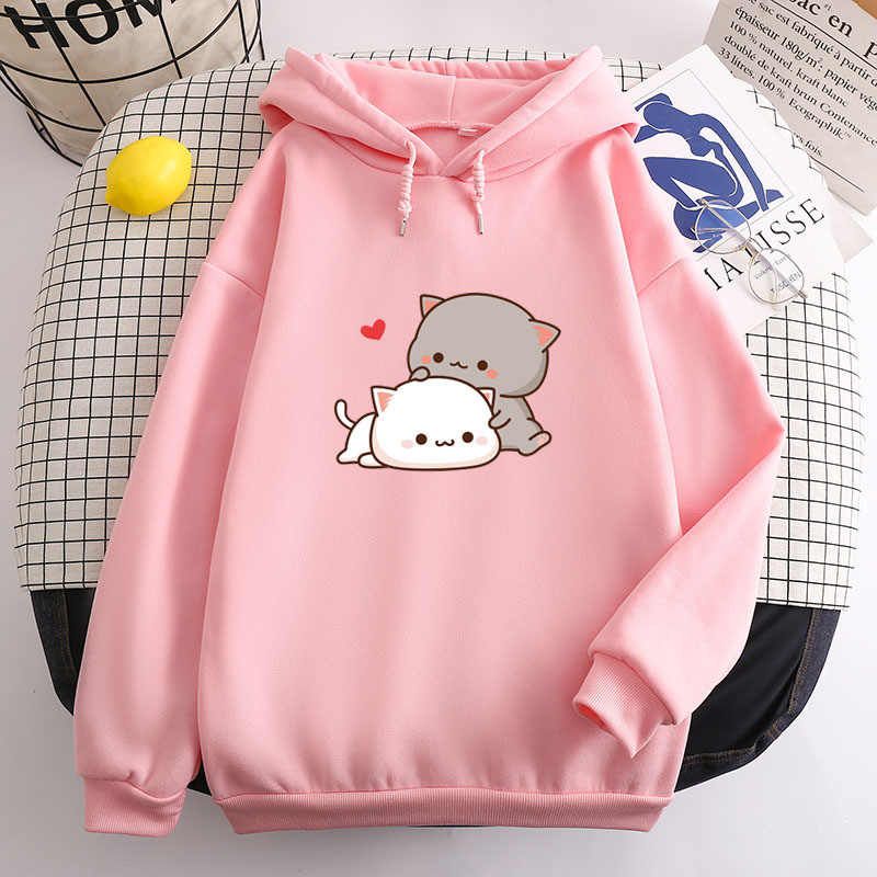 Φούτερ Anime για κορίτσια Kawaii Fleece Harajuku Oversized casual πουλόβερ Χαριτωμένο ζευγάρι δώρο για την Ημέρα του Αγίου Βαλεντίνου Hoodie 2022 Νέο