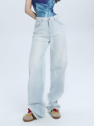 ZHISILAO Vintage ανοιχτό μπλε τζιν Γυναικεία Καλοκαιρινή μόδα Y2k Χαλαρό φαρδύ πόδι ίσιο τζιν τζιν 2023 Κορεάτικο στυλ