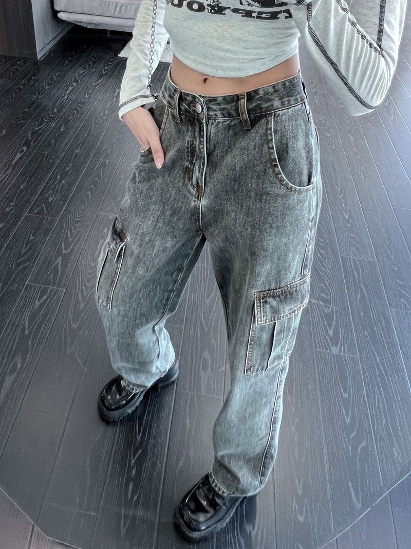 ZHISILAO Nove džepne kargo traperice za žene Boyfriend Y2k široke ležerne plave široke traper hlače pune dužine Ulična odjeća 2023.