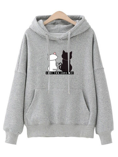 2023 Streetwear Hoodies Ženska majica s kratkim rukavima Jesen Proljeće Dugi rukavi Harajuku s printom mačaka Ležerni pulover sudadera mujer
