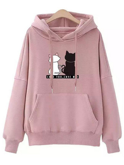 2023 Streetwear Hoodies Ženska majica s kratkim rukavima Jesen Proljeće Dugi rukavi Harajuku s printom mačaka Ležerni pulover sudadera mujer