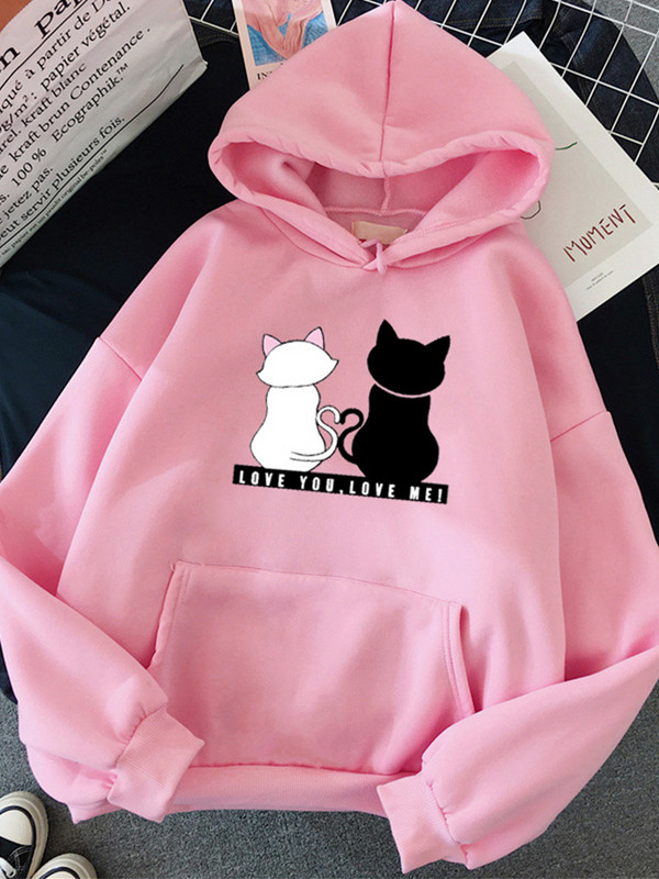2023 Streetwear Hoodies Ženska majica s kratkim rukavima Jesen Proljeće Dugi rukavi Harajuku s printom mačaka Ležerni pulover sudadera mujer