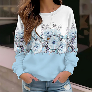 Φθινοπωρινό χειμερινό Πλήρωμα πουλόβερ με λαιμόκοψη Ρούχα μόδας Νέο σχέδιο με εμπριμέ κουκούλα casual Tee Γυναικεία φούτερ Vintage Κομψό τοπ