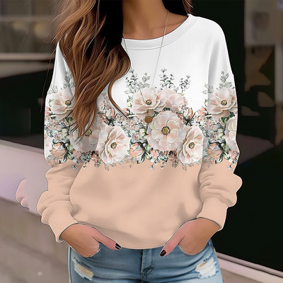 Rudens Ziemas Apkalpes kakla Pulovers Modes Apģērbi Jauns Dizains Apdrukāts Hoodie Casual Tee Sieviešu džemperi Vintage Elegants Tops