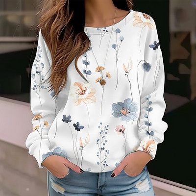 Rudens Ziemas Apkalpes kakla Pulovers Modes Apģērbi Jauns Dizains Apdrukāts Hoodie Casual Tee Sieviešu džemperi Vintage Elegants Tops