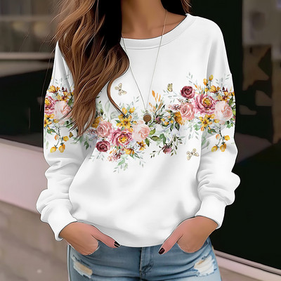 Rudens Ziemas Apkalpes kakla Pulovers Modes Apģērbi Jauns Dizains Apdrukāts Hoodie Casual Tee Sieviešu džemperi Vintage Elegants Tops