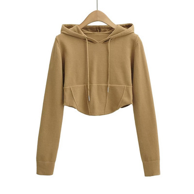 Kpop LISA 2023 kevad Solid Colors Pingutusnööriga kapuutsiga kaelusega kapuutsid, pikkade varrukatega vabaaja kampsun Naiste High Street naiste topid