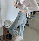 2023 Γυναικείες Vintage Y2K Emo Streetwear Fairy Grunge φαρδύ τζιν παντελόνι τζιν σκισμένο παντελόνι ίσιο ψηλόμεσο Harajuku Ρούχα