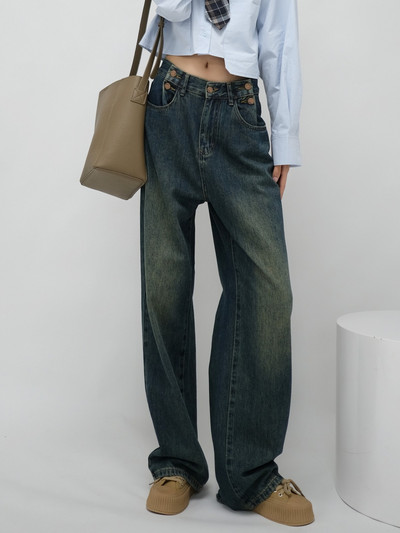 ZHISILAO Pantaloni drepți cu picior lat și largi, pantaloni drepți pentru femei, vintage, iubit, pantaloni denim de lungime întreagă, îmbrăcăminte de stradă 2023