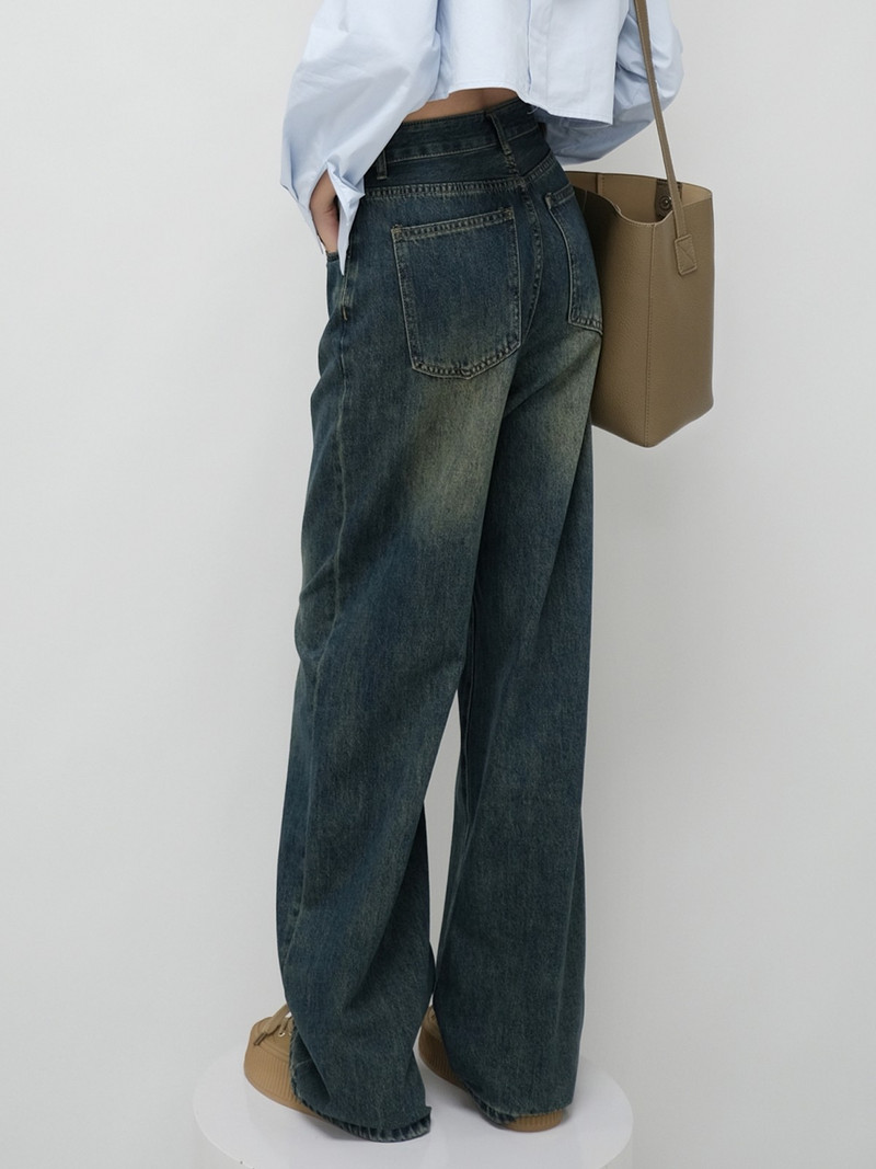 ZHISILAO Pantaloni drepți cu picior lat și largi, pantaloni drepți pentru femei, vintage, iubit, pantaloni denim de lungime întreagă, îmbrăcăminte de stradă 2023