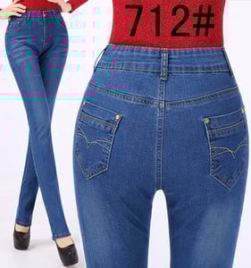 2023 Άνοιξη Φθινόπωρο Ψηλόμεσο Τζιν Γυναικείο με τσέπες Λεπτό βαμβακερό Stretch Mother Denim Παντελόνι Casual Γυναικείο ίσιο παντελόνι