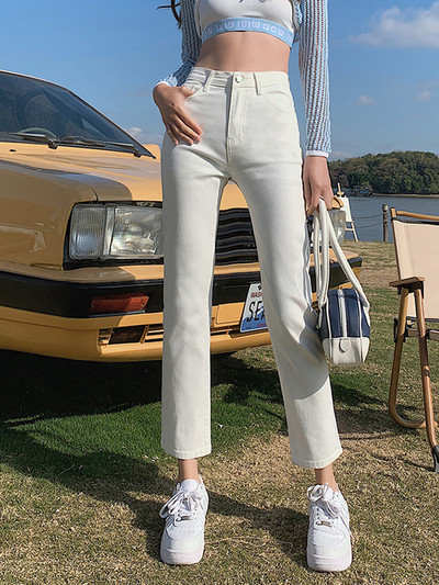 Yitimoky Ljeto 2022. Nove vintage traperice visokog struka Pencil Stretch Ravne Hlače do gležnja Rastezljive Ravne Traperice Ženske