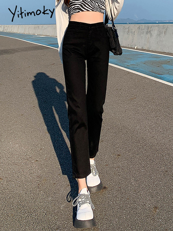 Yitimoky Ljeto 2022. Nove vintage traperice visokog struka Pencil Stretch Ravne Hlače do gležnja Rastezljive Ravne Traperice Ženske