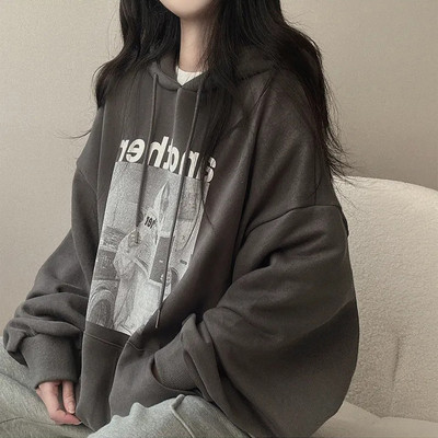 2023 Νέα πουλόβερ Γυναικεία φούτερ με κουκούλα γραφικό τοπ με γυναικεία ρούχα Φαρδιά κουκούλα Casual Kpop Harajuku Fashion