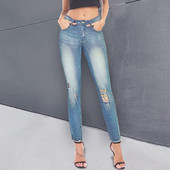 Ρούχα τζιν Vintago με φερμουάρ Fly Ψηλόμεσο Slouchy πλυμένο μολύβι παντελόνι, στενό σκισμένο βαμβακερό τζιν για γυναίκες σε καθημερινό στυλ