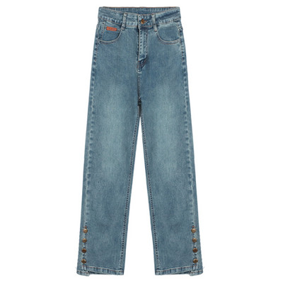 Vintage distressed all-match casual τζιν Γυναικεία άνοιξη 2023 Νέο σέξι λεπτό παντελόνι με πολλά κουμπιά μέχρι τον αστράγαλο