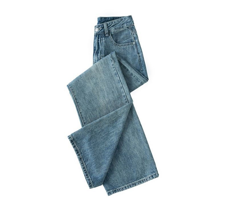 Traperice Ženske hlače širokih nogavica Jesen Zima Proljeće Pamuk pune dužine Nabori Ležerne široke korejske uredske ženske traperice Jednostavne