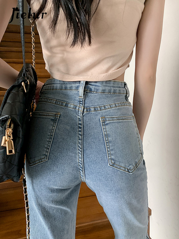 Jielur ανοιχτό μπλε τζιν παντελόνι στενό τζιν Γυναικείο άνοιξη Κορεάτικη Νέα μόδα Ψηλόμεση Λεπτό ίσιο τζιν Γυναικείο Απλό Βασικό