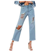 Y2k γυναικείο τζιν τζιν τζιν συν μέγεθος Ψηλόμεσο παντελόνι American Street Skinny διάτρητο πόδι ίσιο σωλήνα ελαστικότητας Ρούχα