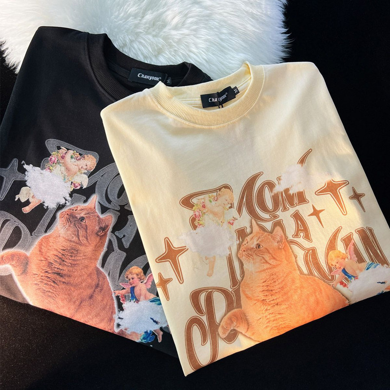 Fashion Cute Cat Print Graphic Hoodie American Y2K Loose Εξατομικευμένα χειμερινά γυναικεία ρούχα Street Retro Hip Hop Hoodie Top