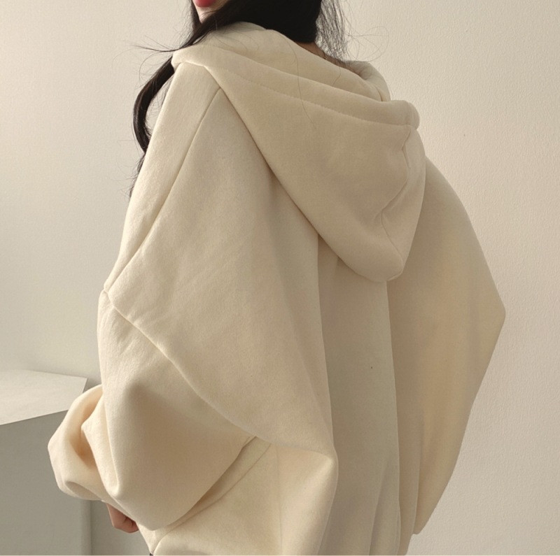 Ανοιξιάτικο φθινόπωρο Νέο φούτερ V λαιμόκοψη με κουκούλα από νυχτερίδα μπλούζες πουλόβερ με όλα τα ματς Φαρδιά άνετα γυναικεία υπερμεγέθη μπουφάν