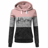 Φθινοπωρινές γυναικείες κουκούλες Γράμματα Print Splice Φούτερ Femmes Hoodies Γυναικεία μπλουζάκια Τσέπες Κοτλέ Κορίτσια Φαρδιά αγκράφα Street Χοντρό