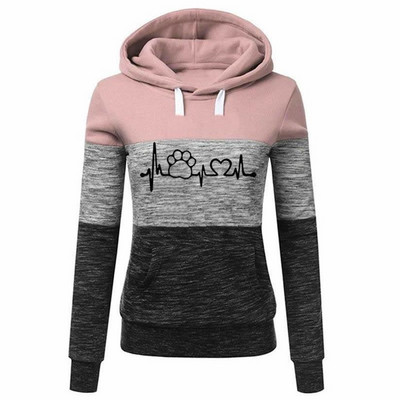 Φθινοπωρινές γυναικείες κουκούλες Γράμματα Print Splice Φούτερ Femmes Hoodies Γυναικεία μπλουζάκια Τσέπες Κοτλέ Κορίτσια Φαρδιά αγκράφα Street Χοντρό