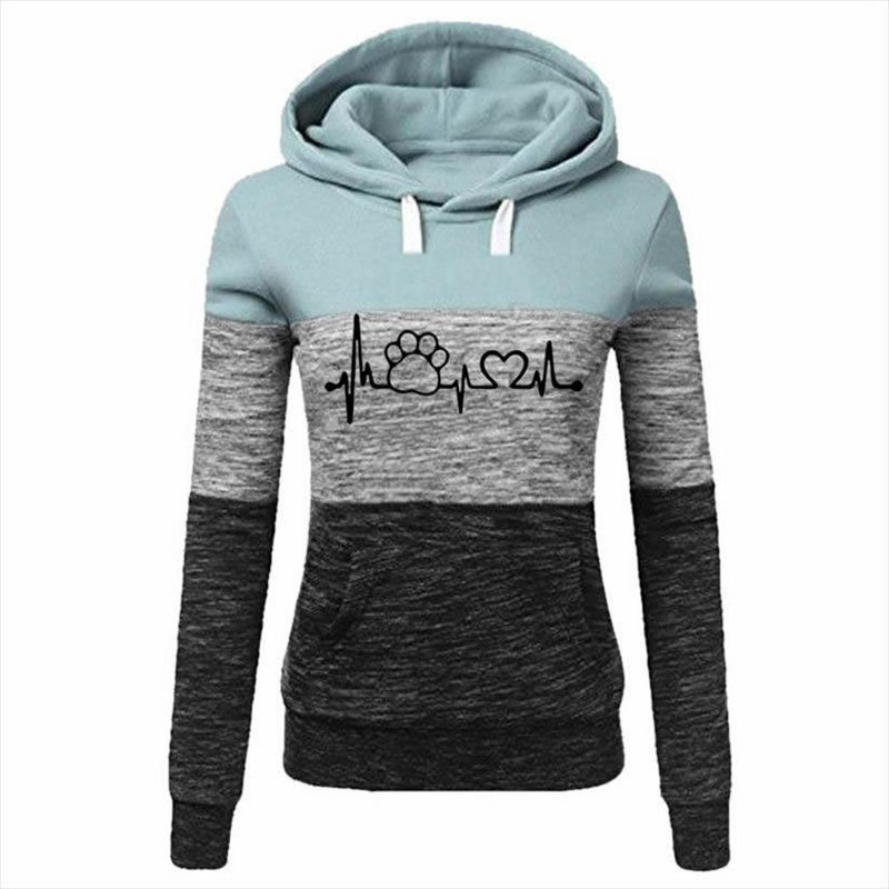 Φθινοπωρινές γυναικείες κουκούλες Γράμματα Print Splice Φούτερ Femmes Hoodies Γυναικεία μπλουζάκια Τσέπες Κοτλέ Κορίτσια Φαρδιά αγκράφα Street Χοντρό
