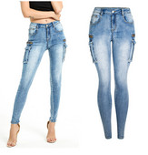 Moto Jeans Ženske uske motociklističke biciklističke traperice Ženske uske traperice Elstic Denim Pants Ženske traperice s patentnim zatvaračem