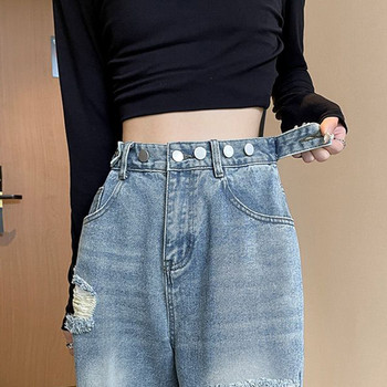 Gidyq Vintage Women Ripped Jeans Ψηλόμεση Γυναικείο Ρυθμιζόμενο Streetwear Φαρδύ παντελόνι Κορεάτικο Casual παντελόνι τζιν παντελόνι