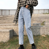 Tamnoplave ženske traperice visokog struka Vintage ravne široke traper hlače Ulična odjeća Američki stil Modne traper hlače širokih nogavica