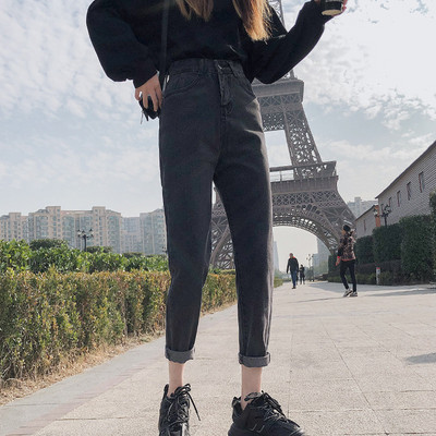 Tamnoplave ženske traperice visokog struka Vintage ravne široke traper hlače Ulična odjeća Američki stil Modne traper hlače širokih nogavica