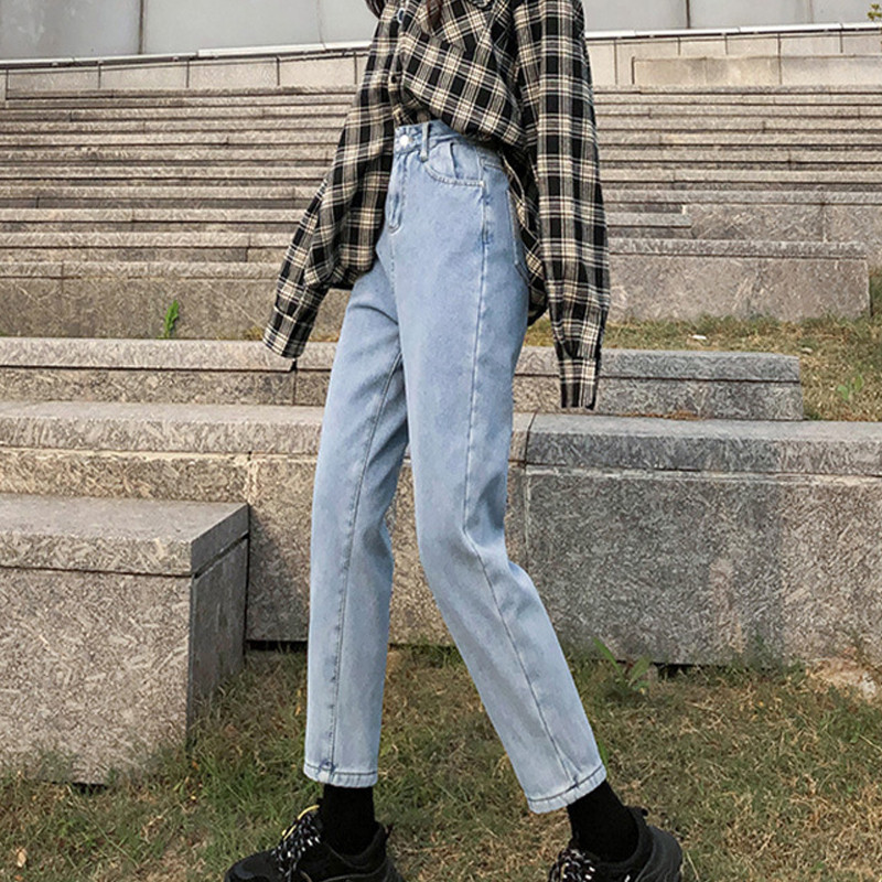 Tamnoplave ženske traperice visokog struka Vintage ravne široke traper hlače Ulična odjeća Američki stil Modne traper hlače širokih nogavica