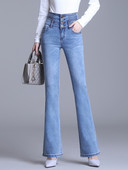 Xisteps τζιν Γυναικείο στενό τζιν παντελόνι με φουσκωτό ψηλόμεσο γυναικείο καμπάνα Boyfriend τζιν μεγάλο μέγεθος Φθινόπωρο Χειμώνας 2022