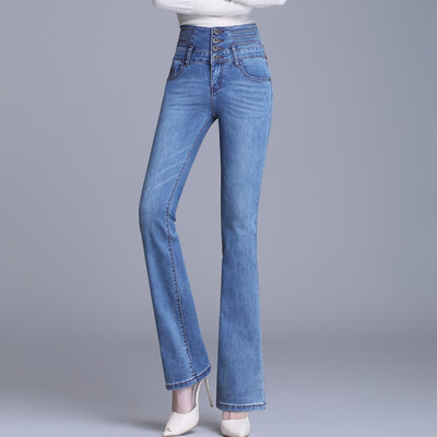 Xisteps τζιν Γυναικείο στενό τζιν παντελόνι με φουσκωτό ψηλόμεσο γυναικείο καμπάνα Boyfriend τζιν μεγάλο μέγεθος Φθινόπωρο Χειμώνας 2022