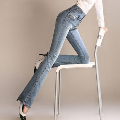 Xisteps τζιν Γυναικείο στενό τζιν παντελόνι με φουσκωτό ψηλόμεσο γυναικείο καμπάνα Boyfriend τζιν μεγάλο μέγεθος Φθινόπωρο Χειμώνας 2022