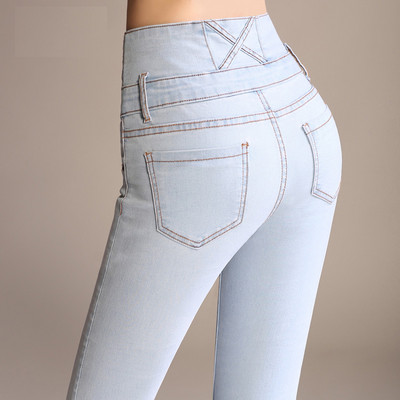 Xisteps τζιν Γυναικείο στενό τζιν παντελόνι με φουσκωτό ψηλόμεσο γυναικείο καμπάνα Boyfriend τζιν μεγάλο μέγεθος Φθινόπωρο Χειμώνας 2022