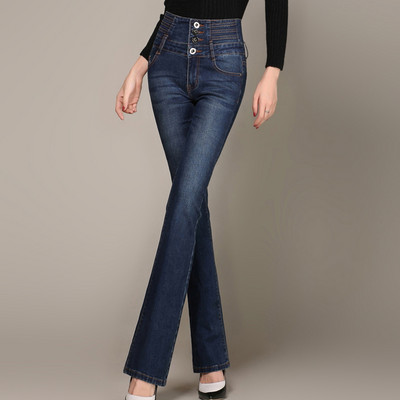 Xisteps τζιν Γυναικείο στενό τζιν παντελόνι με φουσκωτό ψηλόμεσο γυναικείο καμπάνα Boyfriend τζιν μεγάλο μέγεθος Φθινόπωρο Χειμώνας 2022