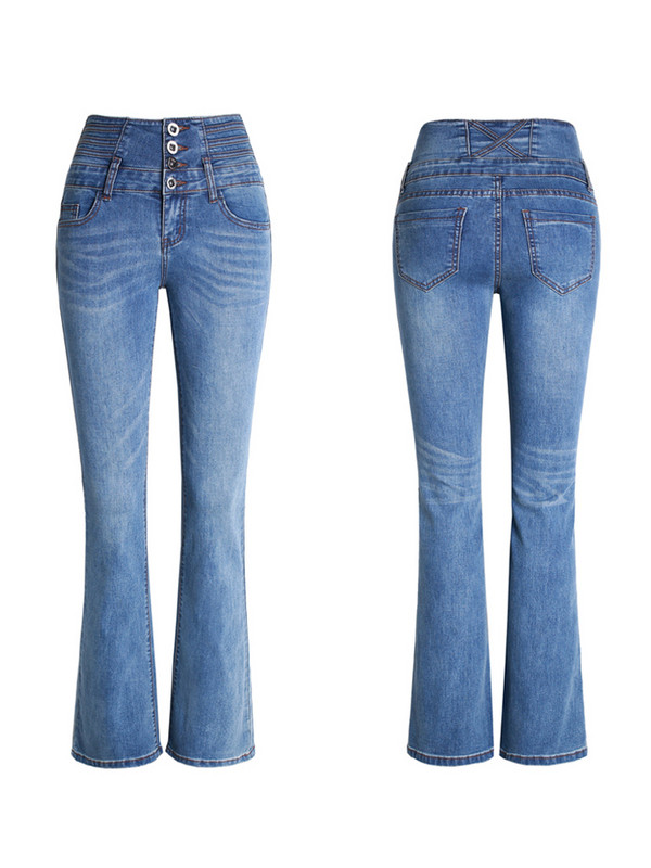 Xisteps τζιν Γυναικείο στενό τζιν παντελόνι με φουσκωτό ψηλόμεσο γυναικείο καμπάνα Boyfriend τζιν μεγάλο μέγεθος Φθινόπωρο Χειμώνας 2022