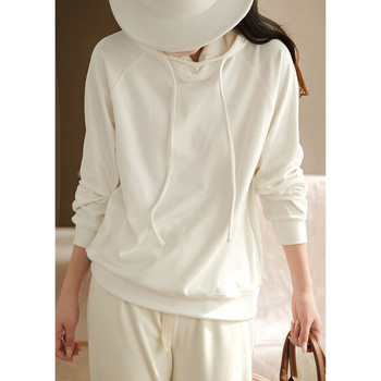 Κορεάτικο απλό στυλ Casual Streetwear Φαρδιά μακρυμάνικα Γυναικεία φούτερ με κουκούλα Γυναικεία πουλόβερ με κορδόνια Ρούχα με κουκούλες2023
