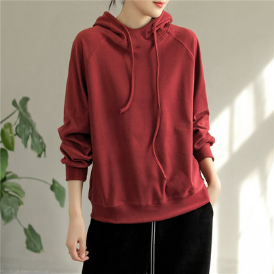 Korea lihtsas stiilis vabaaja tänavarõivad, vabad pikkade varrukatega naiste kapuutsiga kampsunid, nöörid, pulloverid, kapuutsid, riided 2023.