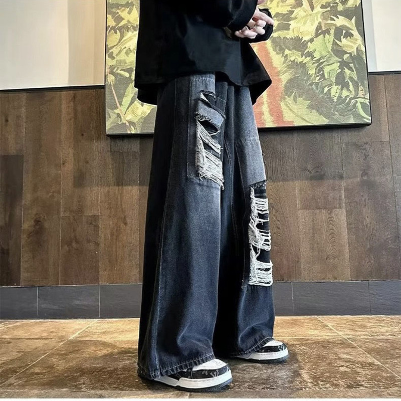 Gidyq Moteriški džinsai aukštu juosmeniu Rudeniniai korėjietiški All Match Suplėšyti gatvės drabužiai Moteriškos laisvos plačios kelnės Bf Laisvalaikio džinsinės kelnės Nauja