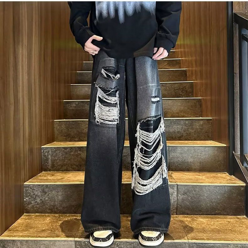 Gidyq Moteriški džinsai aukštu juosmeniu Rudeniniai korėjietiški All Match Suplėšyti gatvės drabužiai Moteriškos laisvos plačios kelnės Bf Laisvalaikio džinsinės kelnės Nauja