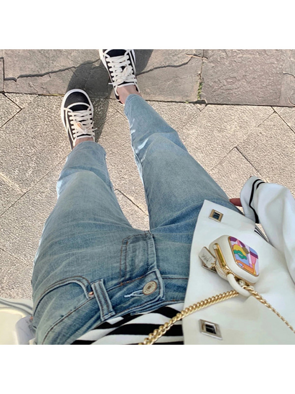 Traperice za ženske ravne nogavice 2023. proljeće ljeto nove hlače Y2k odjeća 2000-ih elastične korejske ženske traper hlače visokog struka