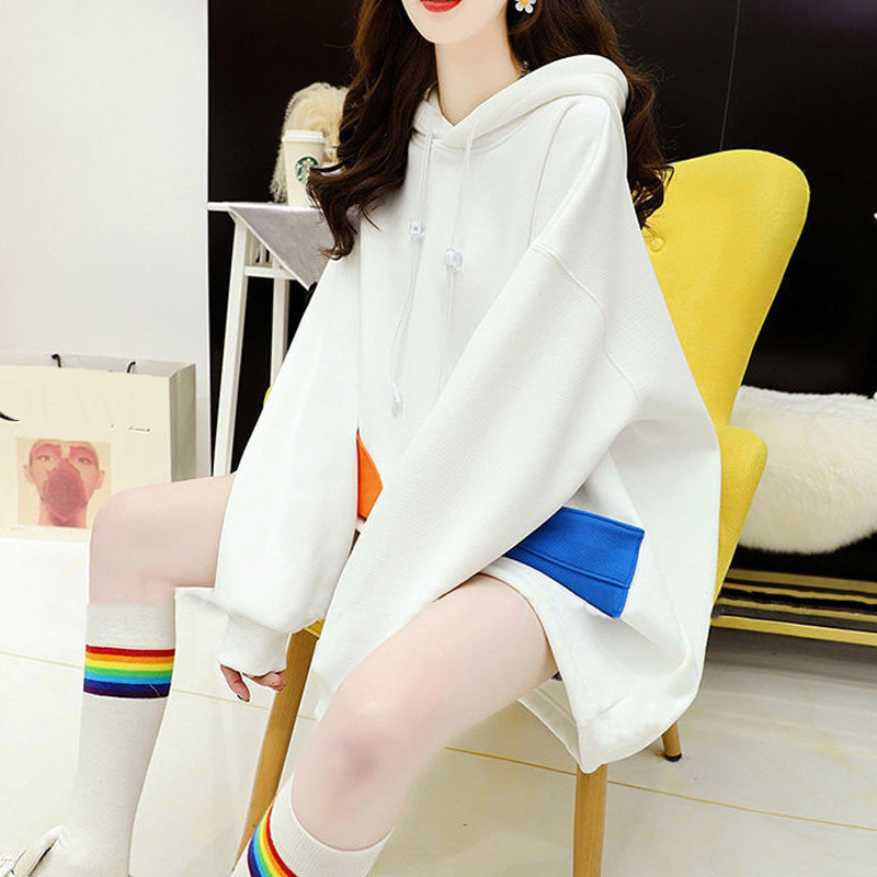 Άνοιξη Φθινόπωρο Γυναικείες Κορεάτικες υπερμεγέθεις μπλούζες Kawaii Student Harajuku Streetwear Φούτερ τσέπες Φαρδύ μακρυμάνικο πουλόβερ