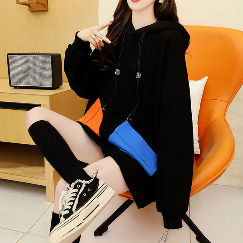 Άνοιξη Φθινόπωρο Γυναικείες Κορεάτικες υπερμεγέθεις μπλούζες Kawaii Student Harajuku Streetwear Φούτερ τσέπες Φαρδύ μακρυμάνικο πουλόβερ