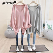 Γυναικείες φούτερ με κουκούλα Φθινοπωρινή Κορεάτικη Μόδα Harajuku Μαύρο Λευκό Πουλόβερ Μακρυμάνικο Top Γυναικεία Streetwear Hoodies