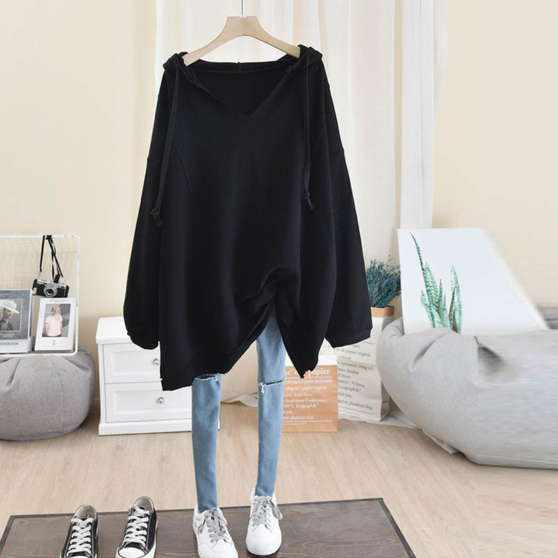 Γυναικείες φούτερ με κουκούλα Φθινοπωρινή Κορεάτικη Μόδα Harajuku Μαύρο Λευκό Πουλόβερ Μακρυμάνικο Top Γυναικεία Streetwear Hoodies