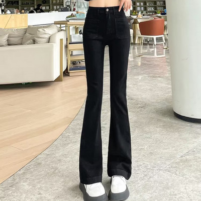 Vintage ženske traperice s visokim strukom Klasične smeđe traper hlače Ležerne Harajuku proljetne ženske ulične uske hlače